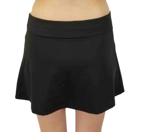 Bathing suit swim bottom skirt and attached brief. Long length skirt. Slimming shapewear for compression power. Carvico athletic material for resistance to chlorine.